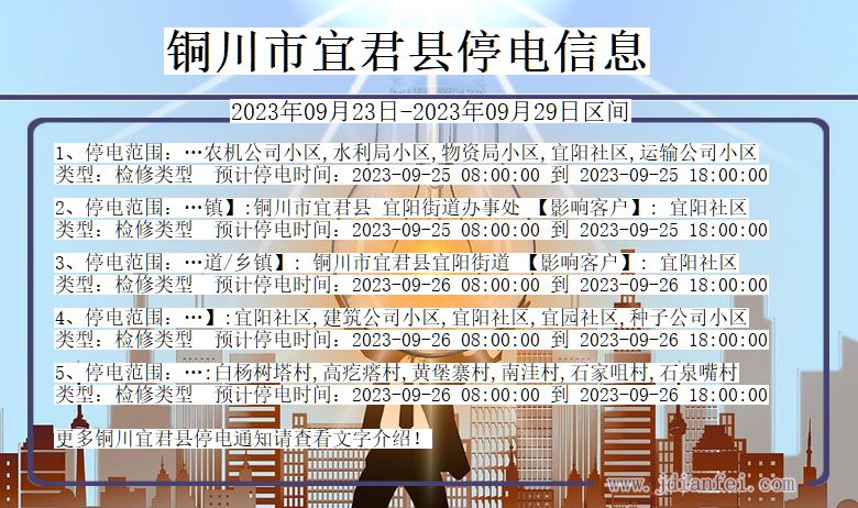 铜川宜君停电通知 陕西省铜川宜君停电通知