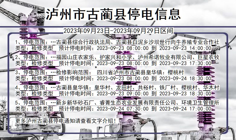 四川省泸州古蔺停电通知