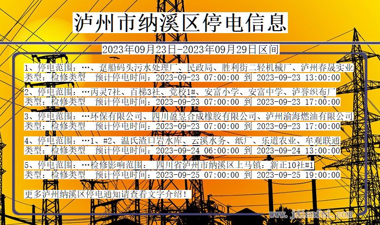 四川省泸州纳溪停电通知