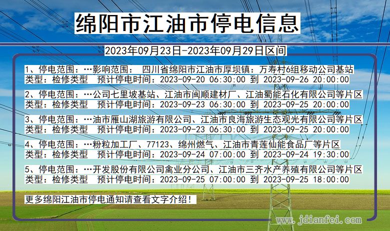 绵阳江油停电通知 四川省绵阳江油停电通知