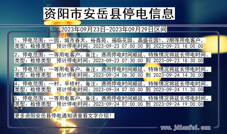 四川省资阳安岳停电通知