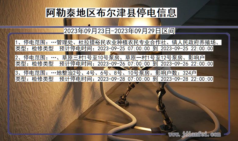 新疆维吾尔自治区阿勒泰地区布尔津停电通知