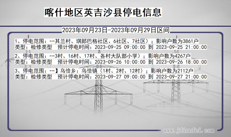 喀什地区英吉沙停电通知 新疆维吾尔自治区喀什地区英吉沙停电通知