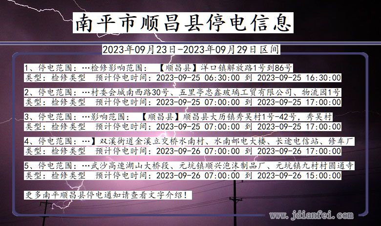 福建省南平顺昌停电通知