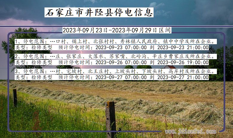 河北省石家庄井陉停电通知