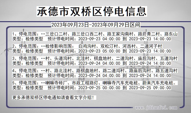 河北省承德双桥停电通知