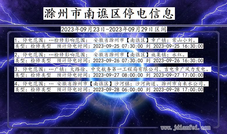 滁州南谯2023年09月23日以后的停电通知查询_南谯停电通知