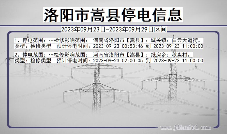 洛阳嵩县停电通知 河南省洛阳嵩县停电通知