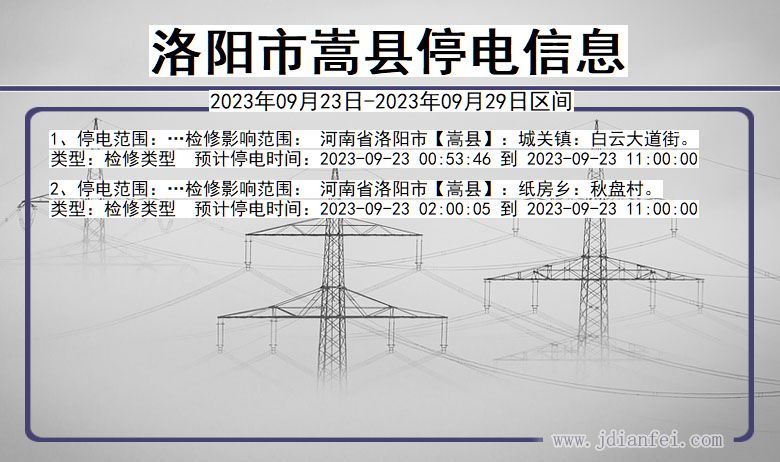 河南省洛阳嵩县停电通知