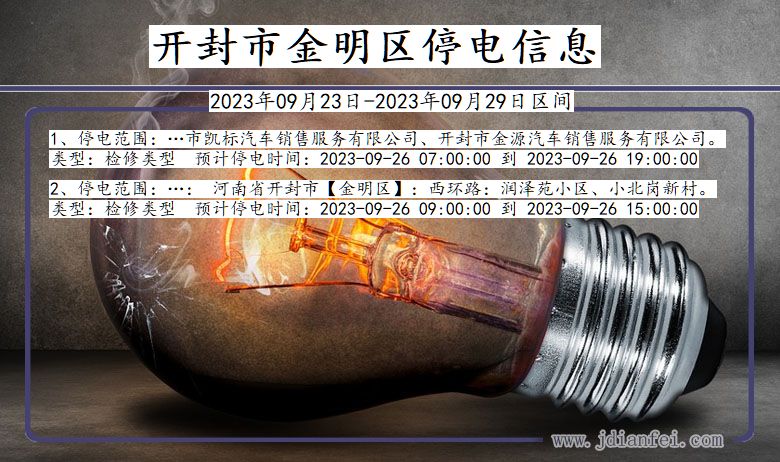 河南省开封金明停电通知