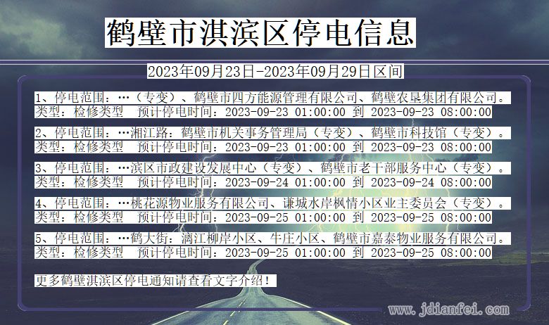 河南省鹤壁淇滨停电通知