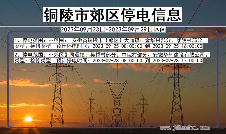 安徽省铜陵郊区停电通知