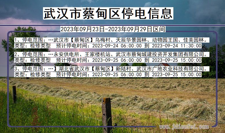 武汉蔡甸停电通知 湖北省武汉蔡甸停电通知