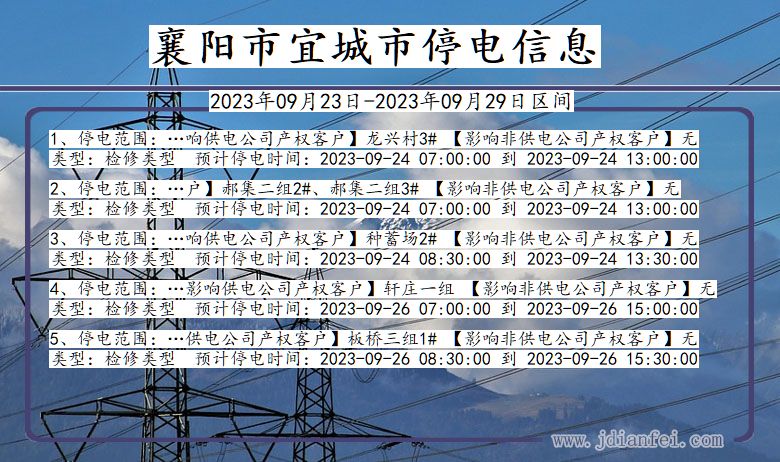 襄阳宜城2023年09月23日以后的停电通知查询_宜城停电通知