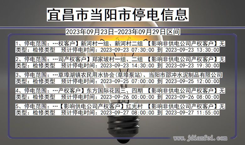 宜昌当阳2023年09月23日以后的停电通知查询_当阳停电通知