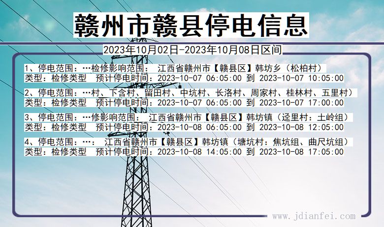 赣州赣县停电通知 江西省赣州赣县停电通知