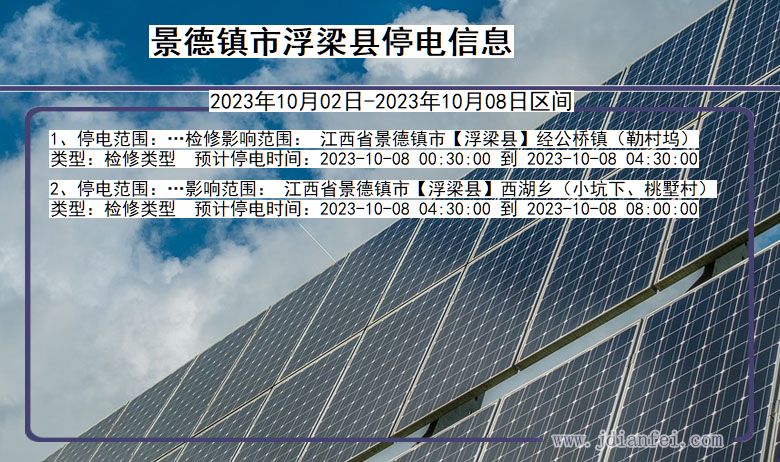 江西省景德镇浮梁停电通知