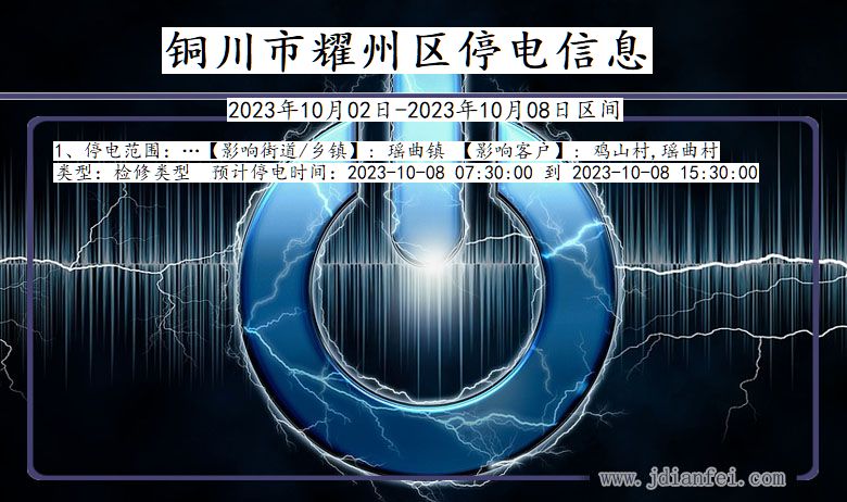 陕西省铜川耀州停电通知