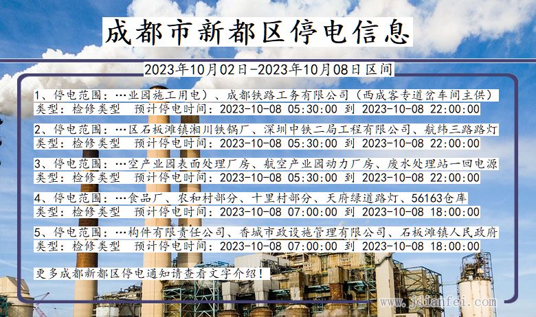 四川省成都新都停电通知