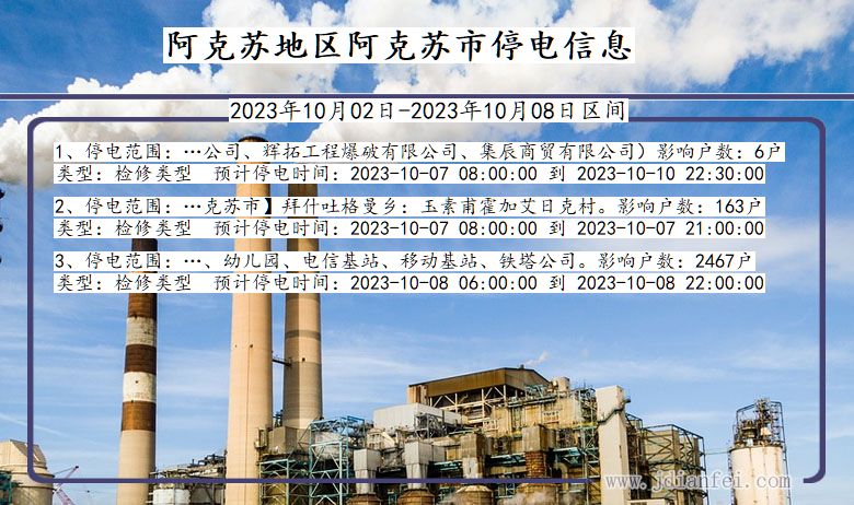 新疆维吾尔自治区阿克苏地区阿克苏停电通知