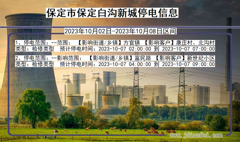 河北省保定保定白沟新城停电通知