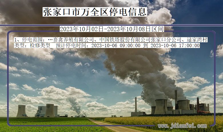 张家口万全停电通知 河北省张家口万全停电通知
