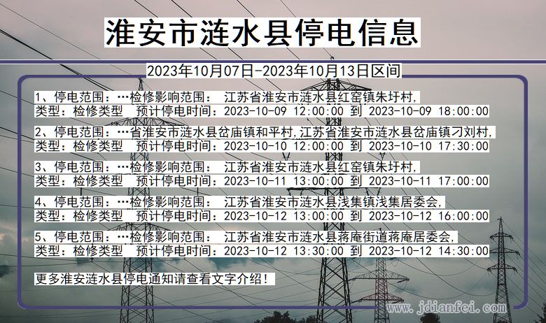 淮安涟水停电通知 江苏省淮安涟水停电通知