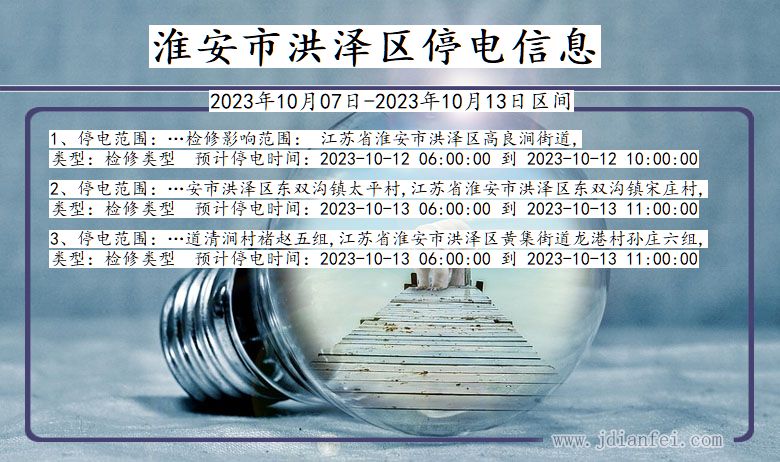 淮安洪泽停电通知 江苏省淮安洪泽停电通知