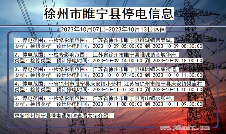 徐州睢宁停电通知 江苏省徐州睢宁停电通知