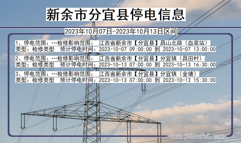 江西省新余分宜停电通知