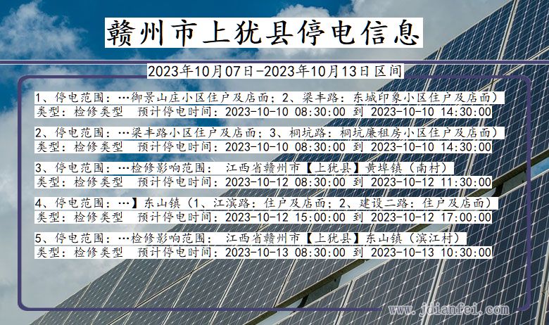 江西省赣州上犹停电通知