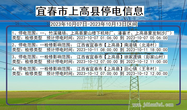 江西省宜春上高停电通知