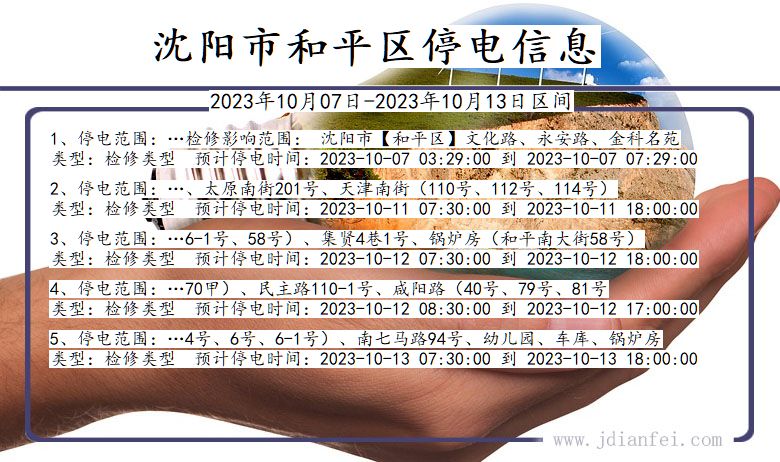 辽宁省沈阳和平停电通知