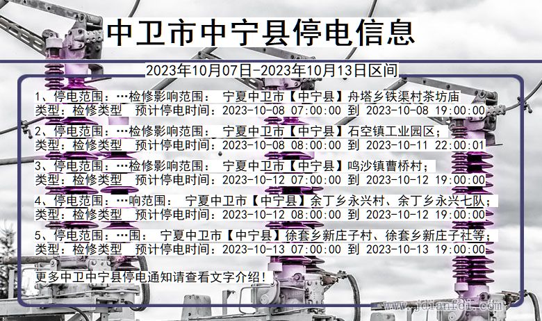 中卫中宁停电通知 宁夏回族自治区中卫中宁停电通知