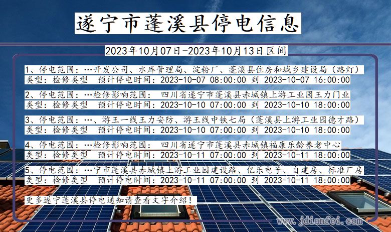 四川省遂宁蓬溪停电通知