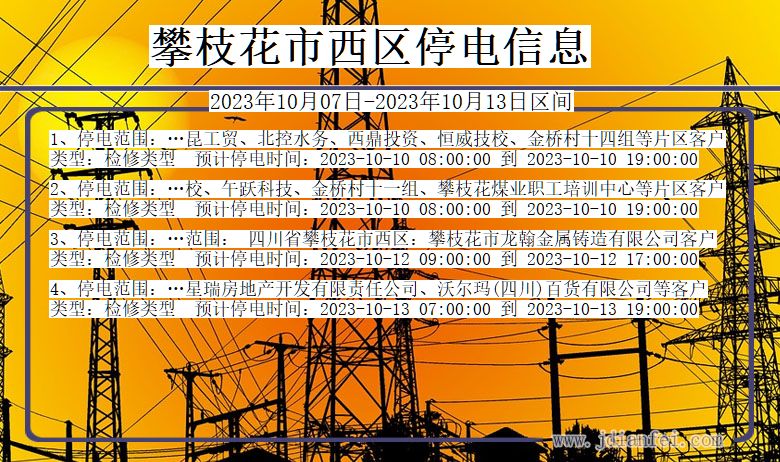 攀枝花西区停电通知 四川省攀枝花西区停电通知