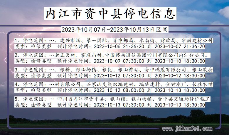 四川省内江资中停电通知