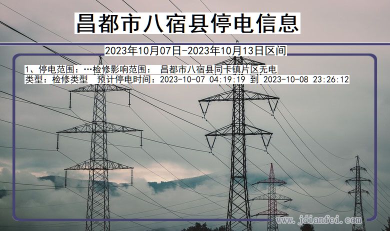 西藏自治区昌都八宿停电通知