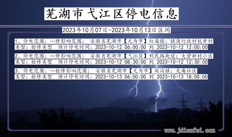 安徽省芜湖弋江停电通知