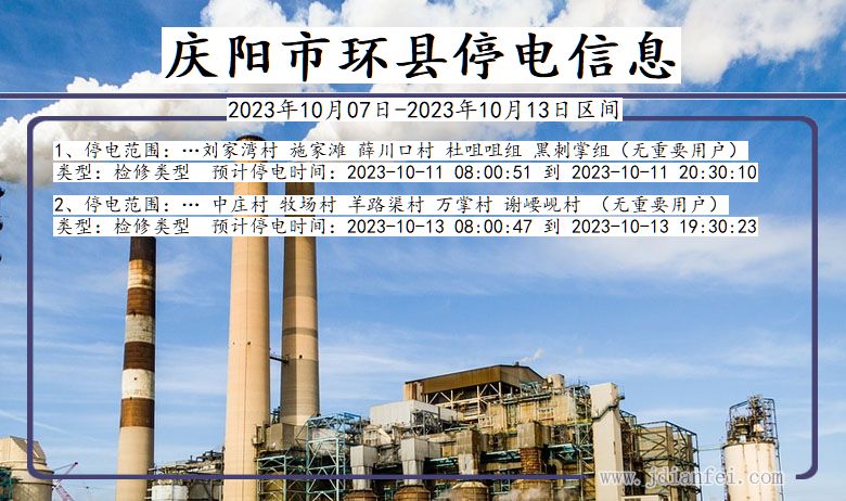 庆阳环县停电通知 甘肃省庆阳环县停电通知