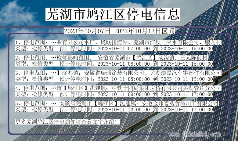 安徽省芜湖鸠江停电通知