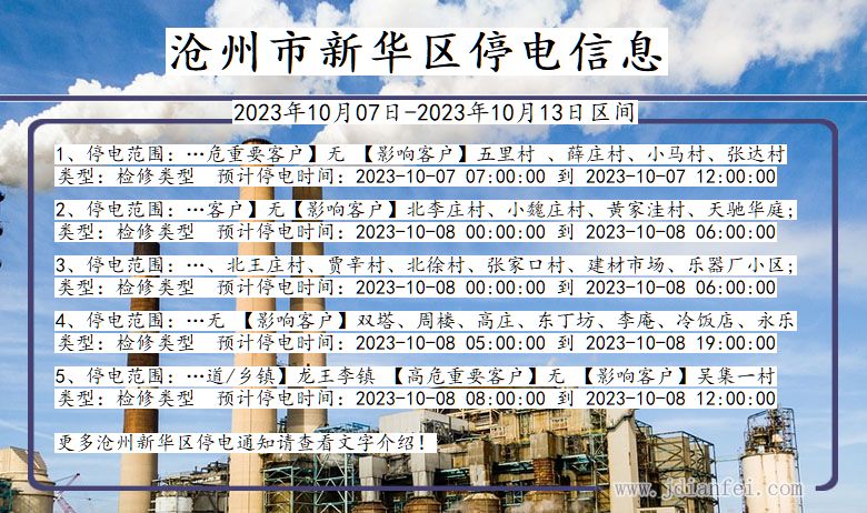 河北省沧州新华停电通知