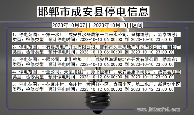 河北省邯郸成安停电通知