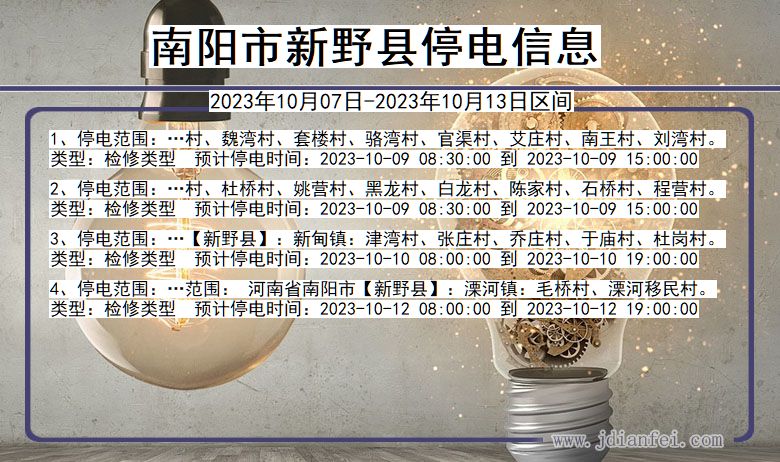 南阳新野停电通知 河南省南阳新野停电通知
