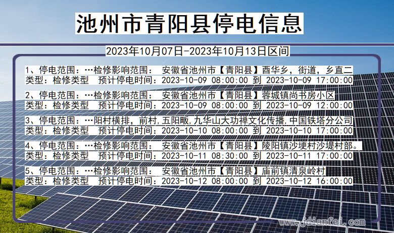 安徽省池州青阳停电通知