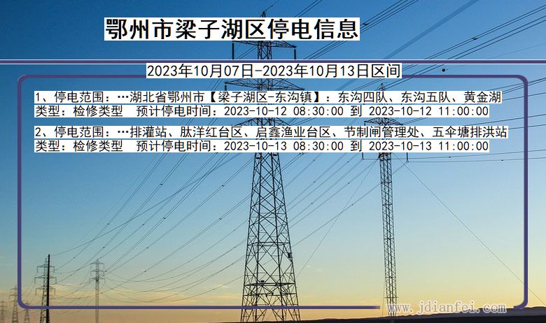 湖北省鄂州梁子湖停电通知