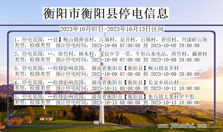 湖南省衡阳衡阳停电通知