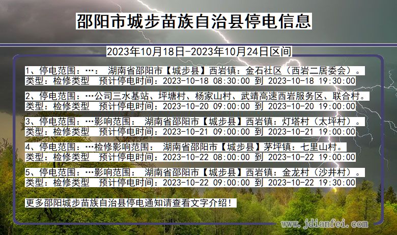 湖南省邵阳城步苗族自治停电通知