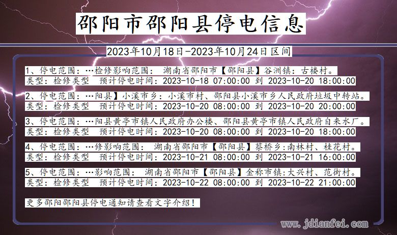 邵阳邵阳停电通知 湖南省邵阳邵阳停电通知