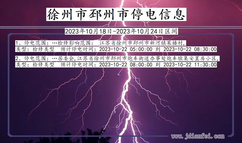 江苏省徐州邳州停电通知